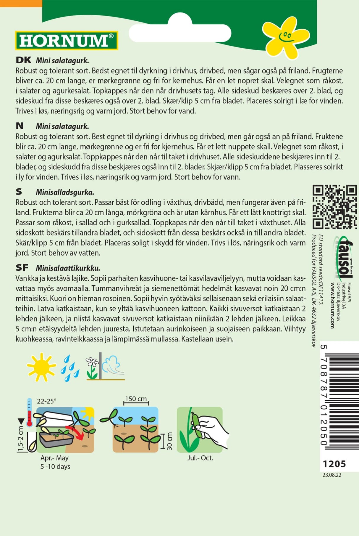 Agurk Salat 'Jazzer F1' Frø