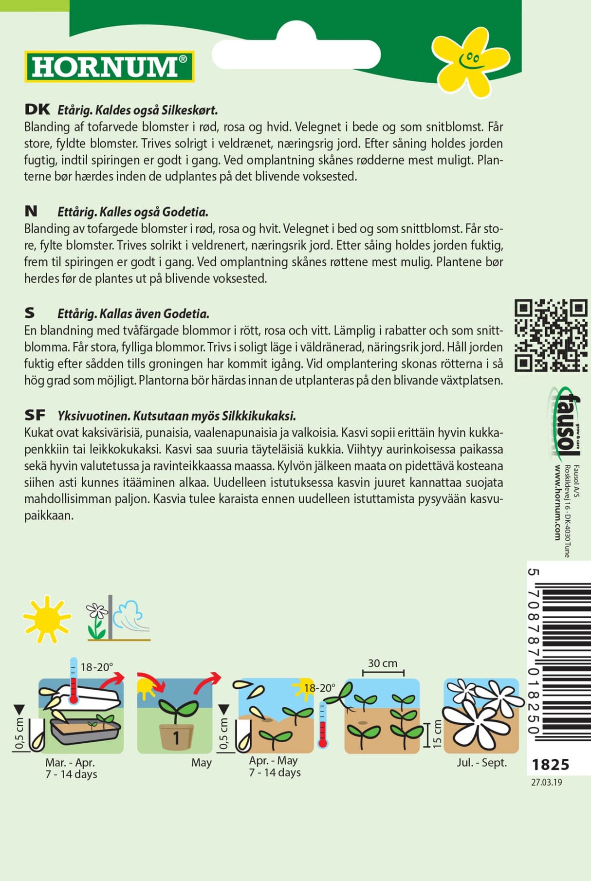 Atlaskblomst 'Amoena Mix' Frøblanding