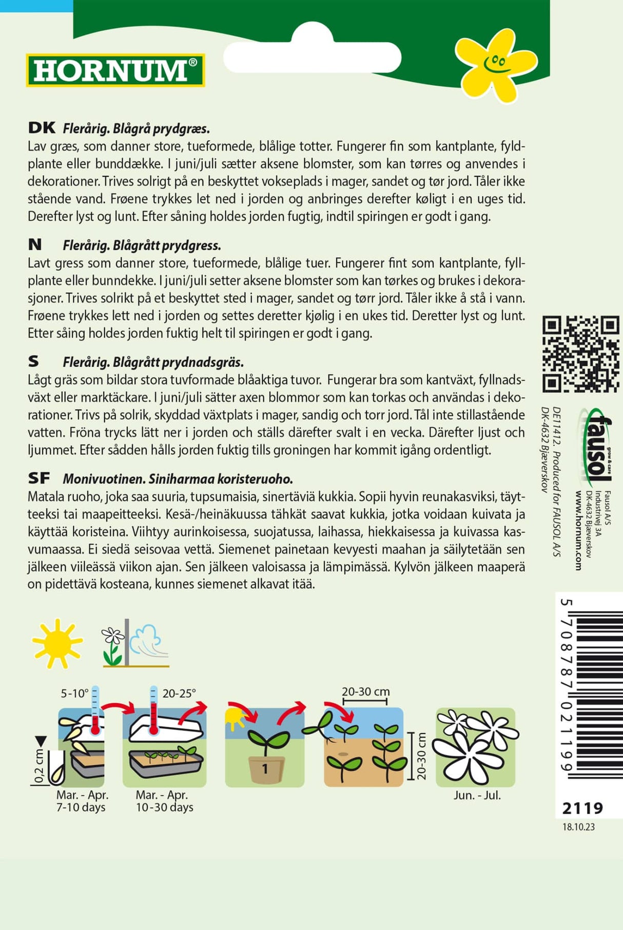 Blåsvingel Prydgræs Frø