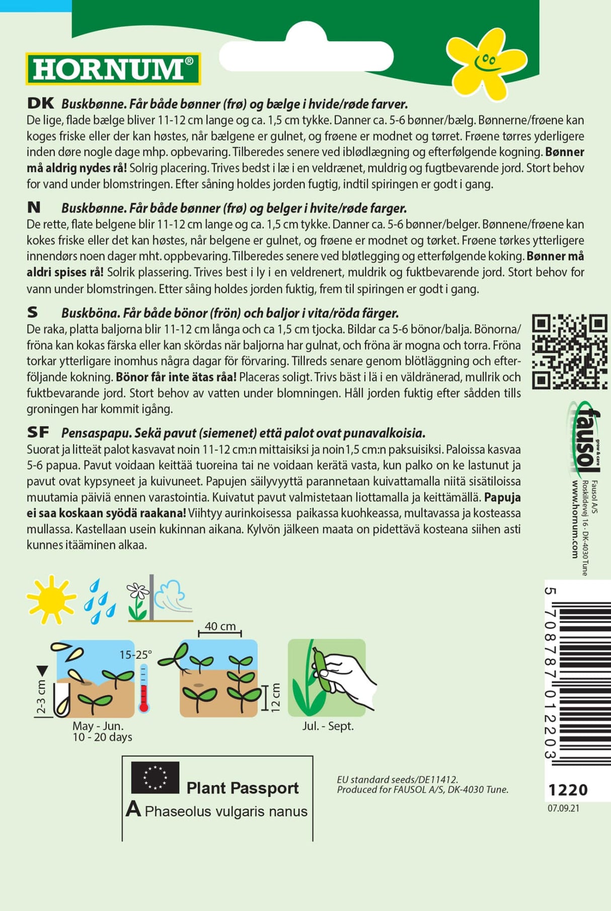 Bønne busk 'Borlotto Rosso' Frø Løgbutikken