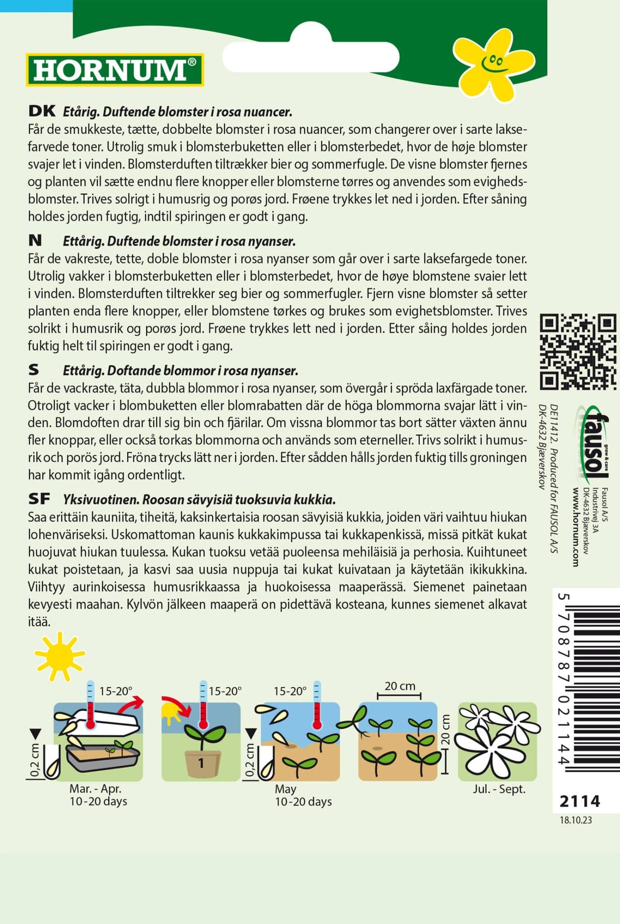 Enkeblomst 'Salmon Queen' Frø