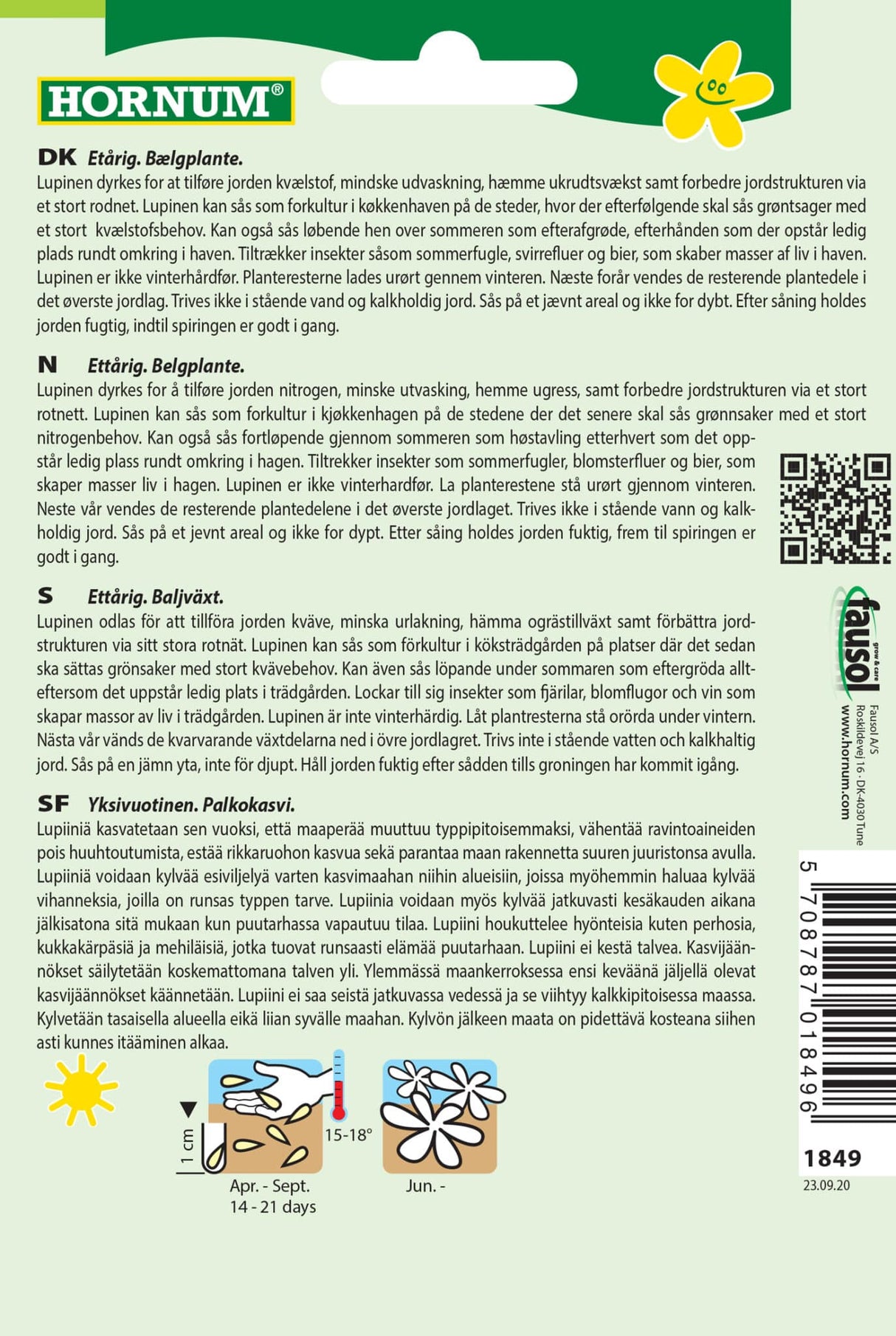 Grøngødning Lupin Frø