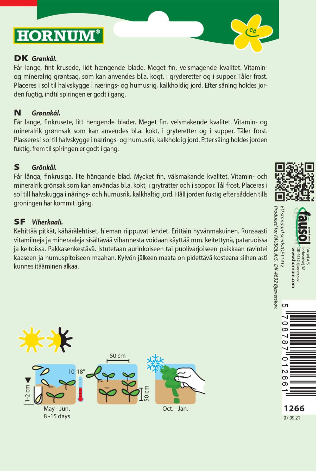 Kål Grønkål 'Halbhoher Grüner Krauser' Frø