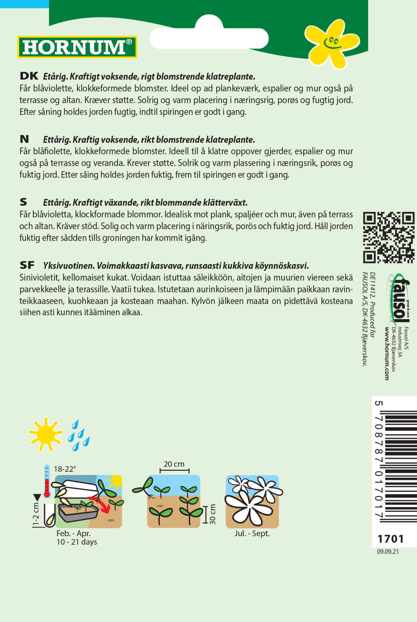 Klokkeranke 'Viola' Frø