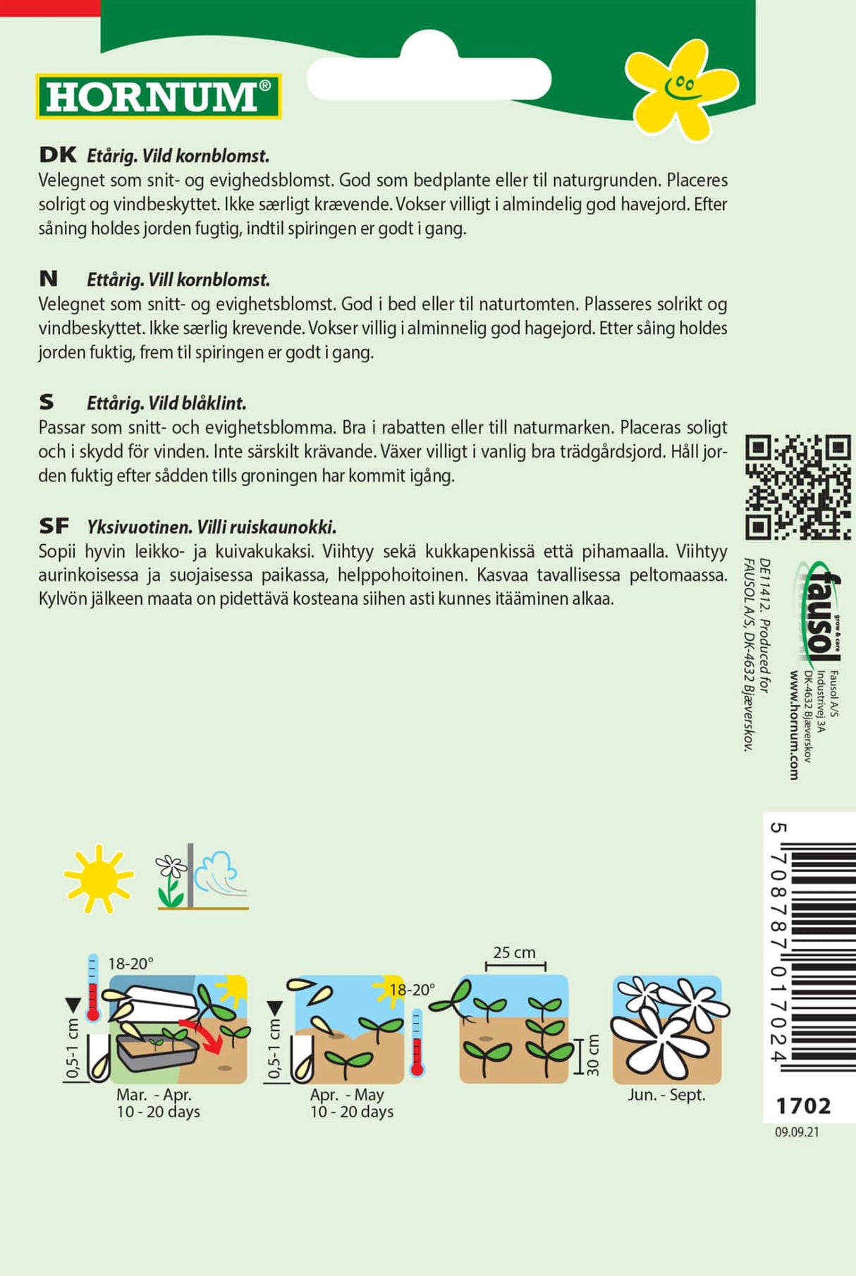 Kornblomst 'Blue Heaven' Frø