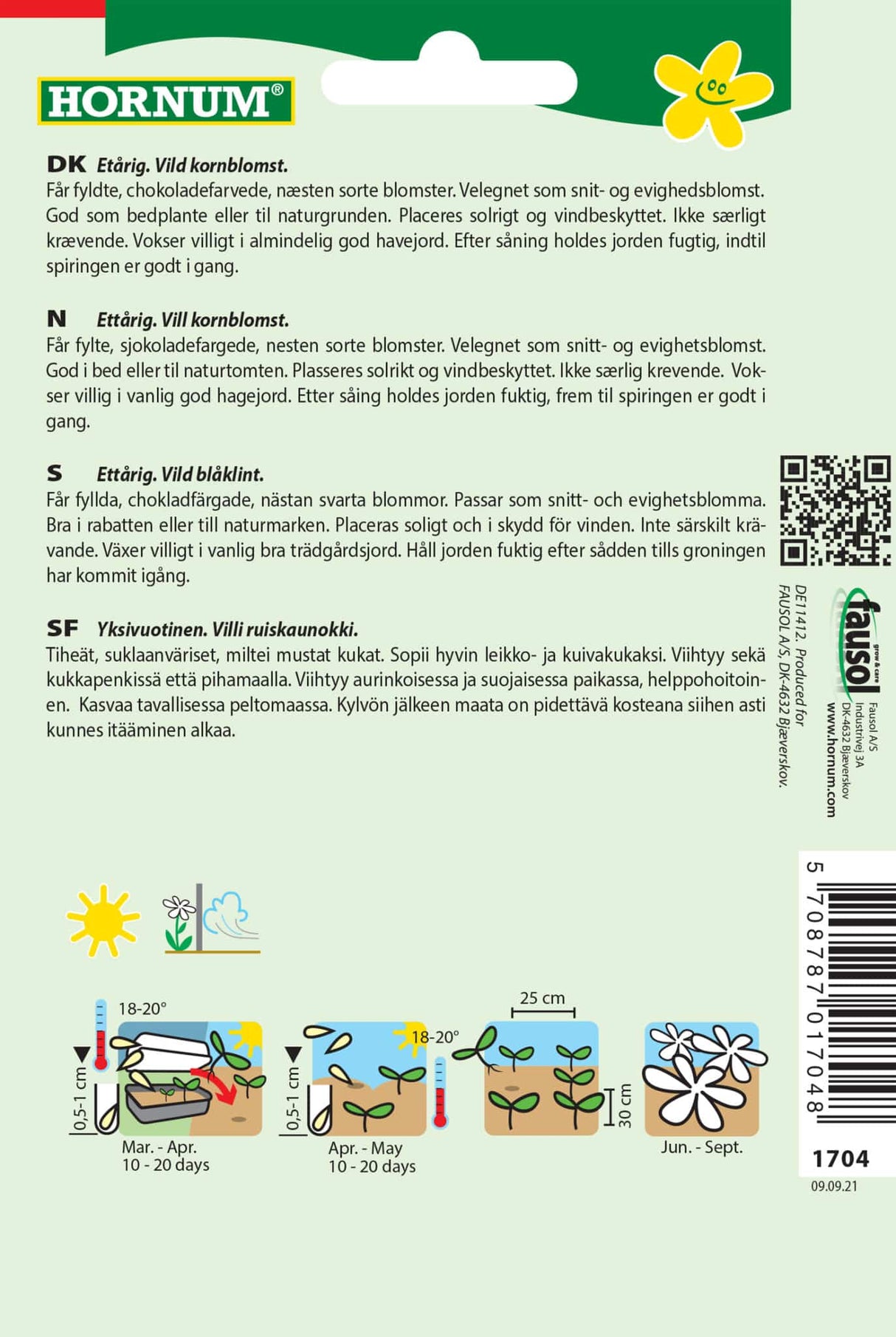 Kornblomst 'Dark Beauty' Frø