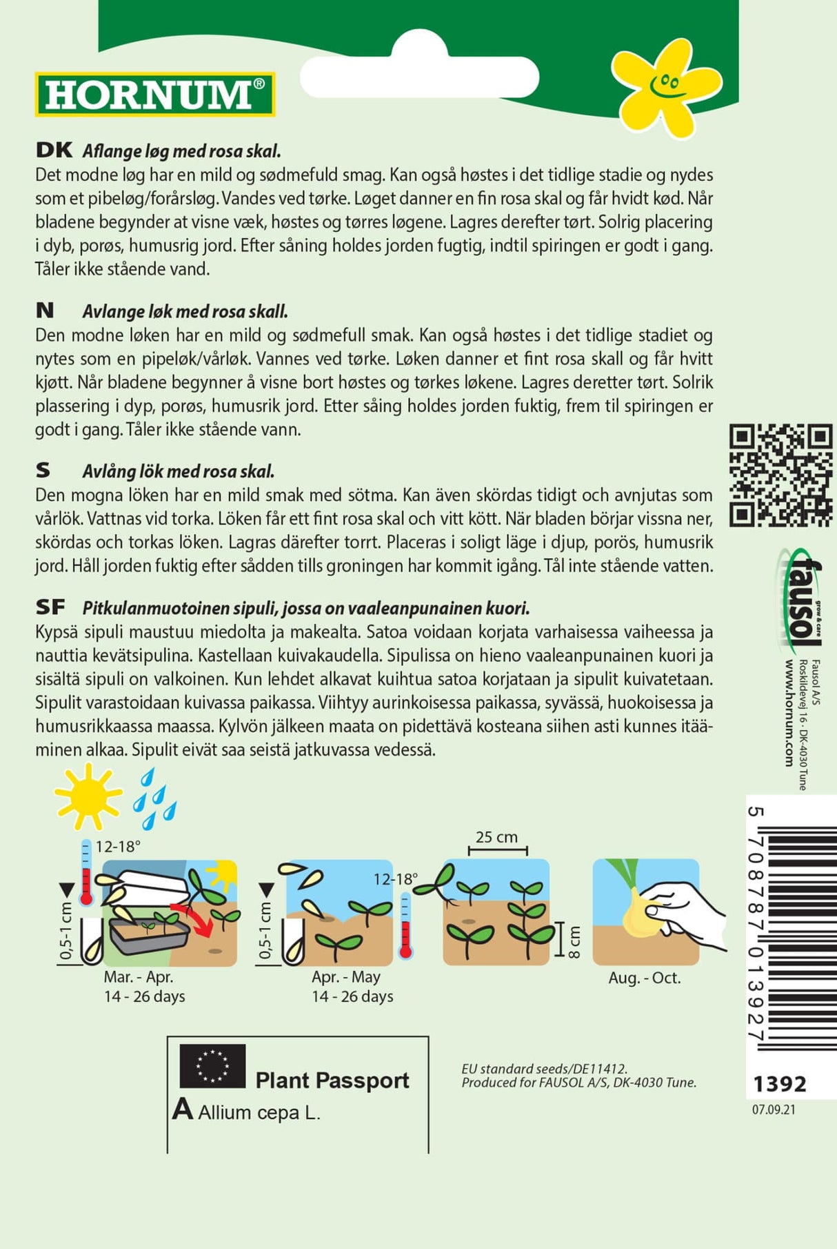 Løg Skalotte 'Zebrune' Frø