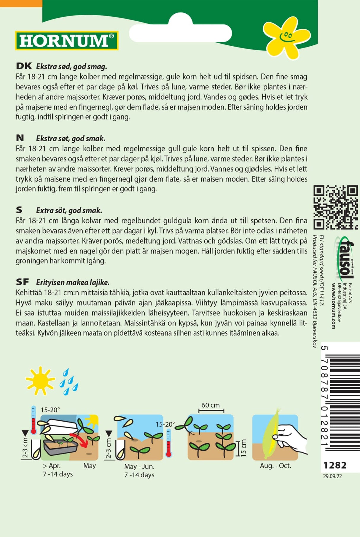 Majs Sukker 'Sprinter' F1 Frø