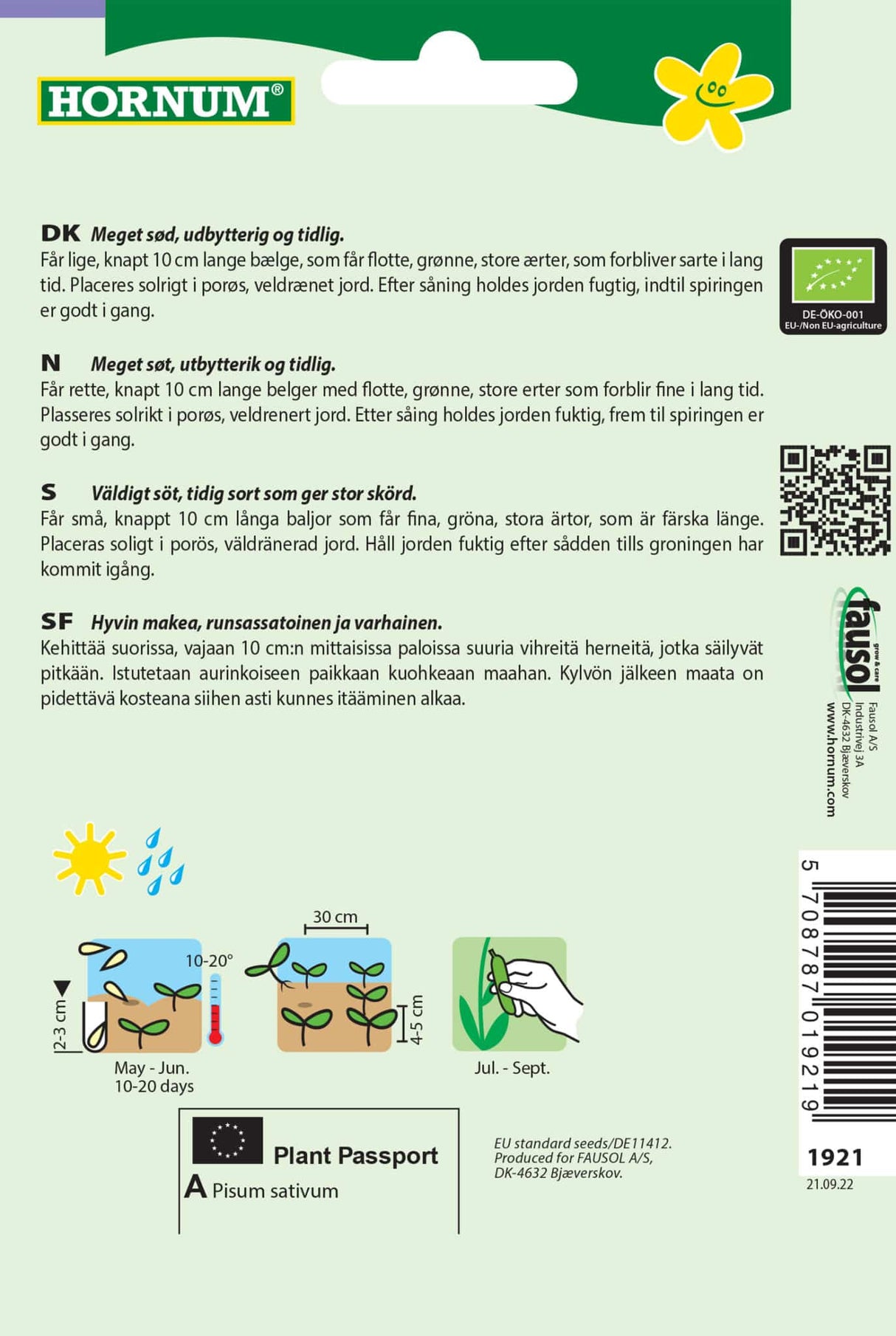 Økologiske Ært Marv Frø