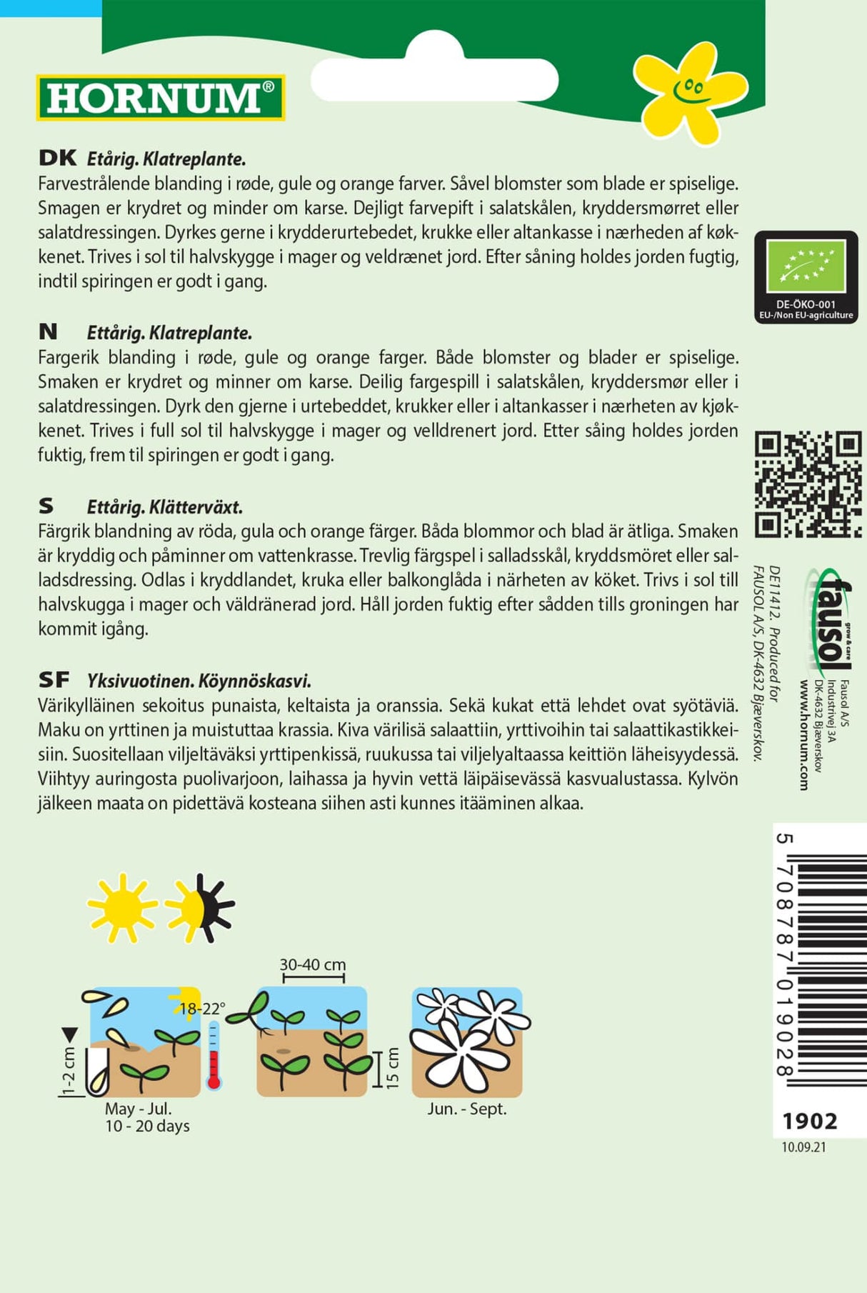 Økologiske Blomsterkarse Blanding Frø