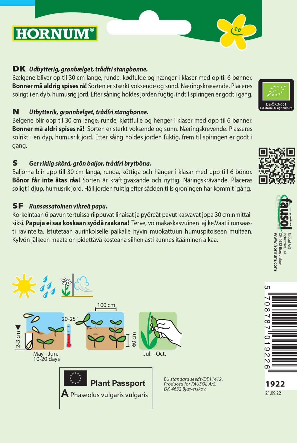 Økologiske Bønner Stang Frø