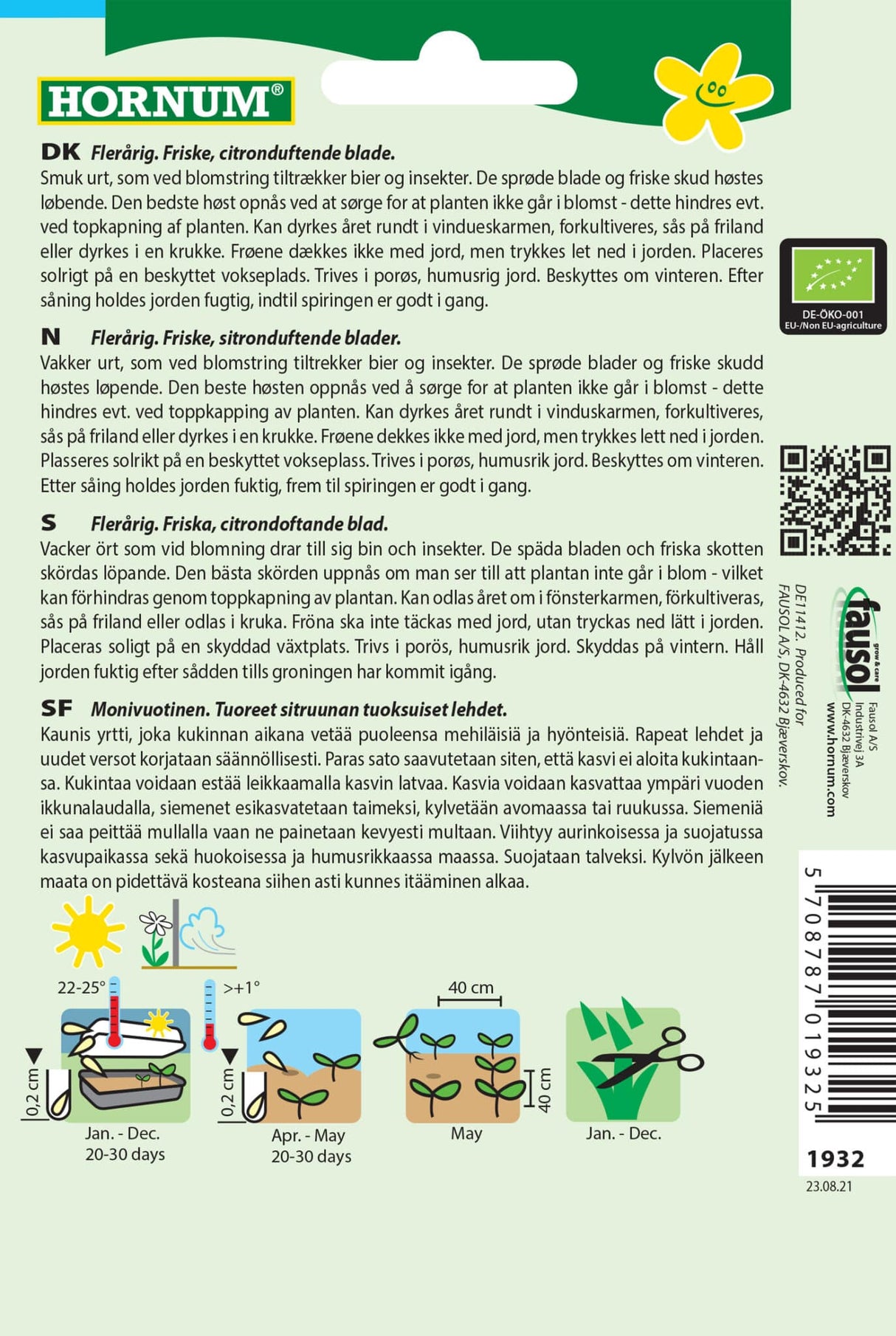 Økologiske Citronmelisse Frø