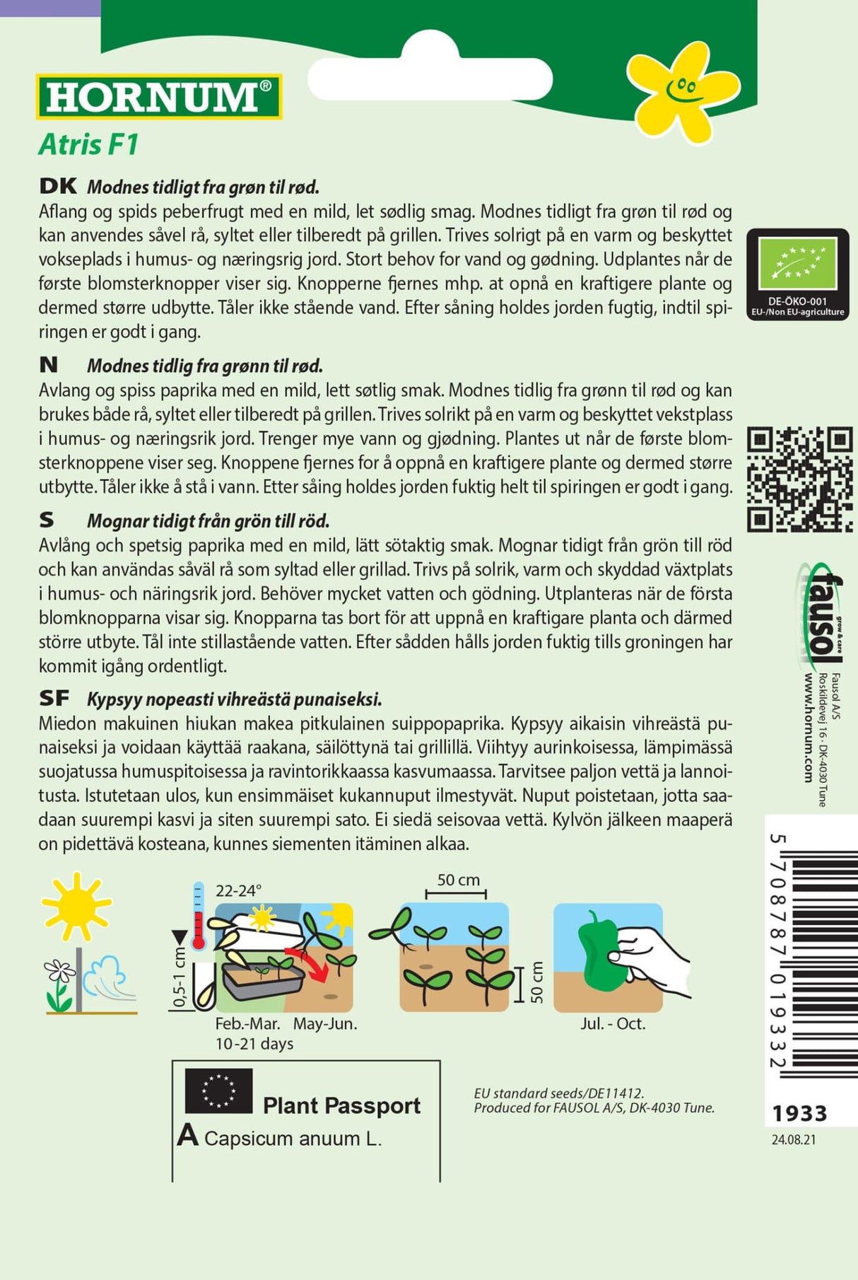 Økologiske Peberfrugt Frø