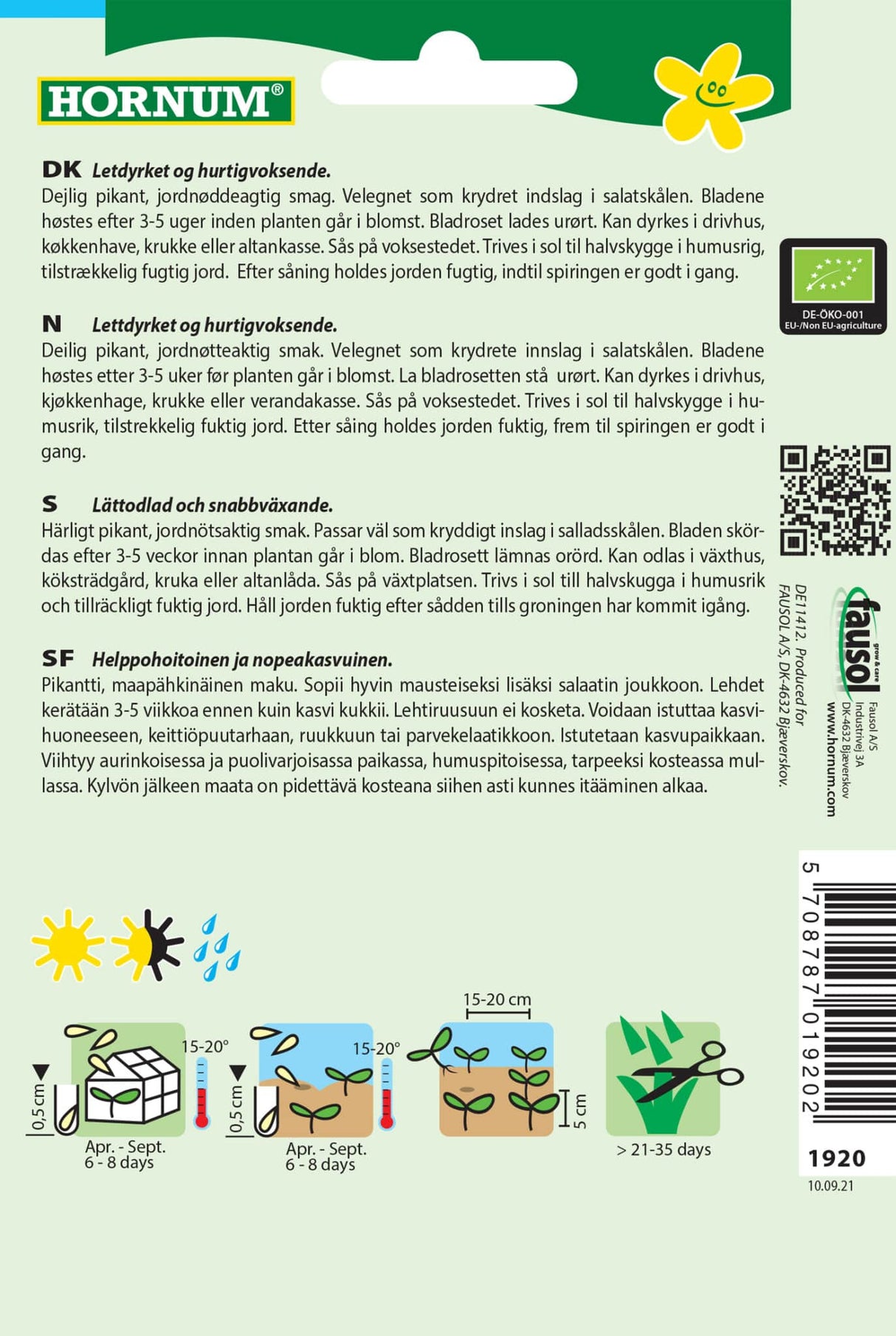 Økologiske Salat Rucola Frø