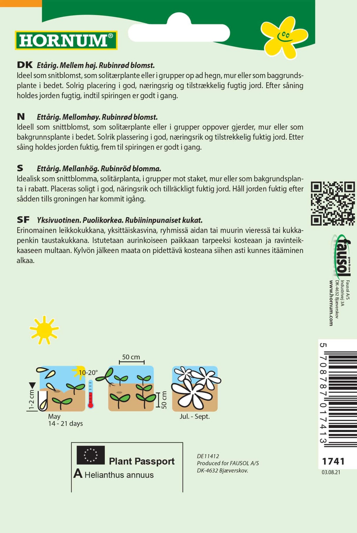 Solsikke 'Velvet Queen' Frø