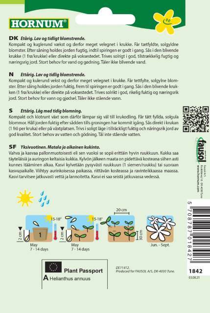 Solsikke 'Teddybear' Frø