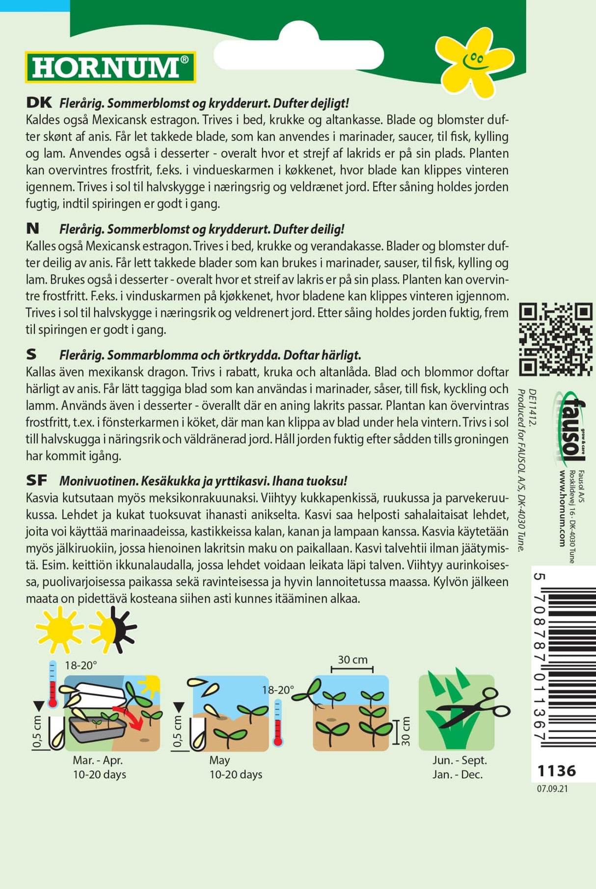 Tagetes Estragon Lakridstagetes 'Sweet Mace' Frø