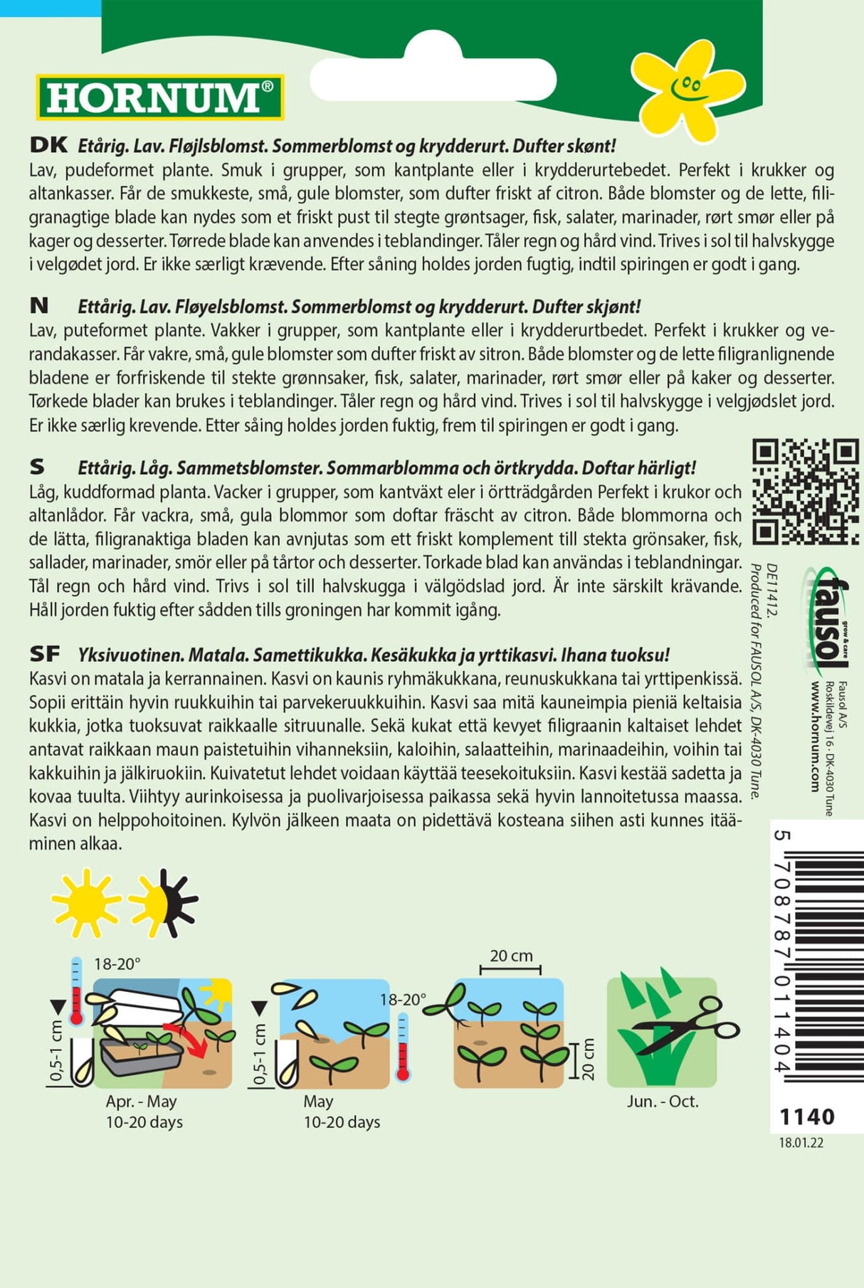 Tagetes Smalfliget Citrontagetes 'Lemon Gem' Frø