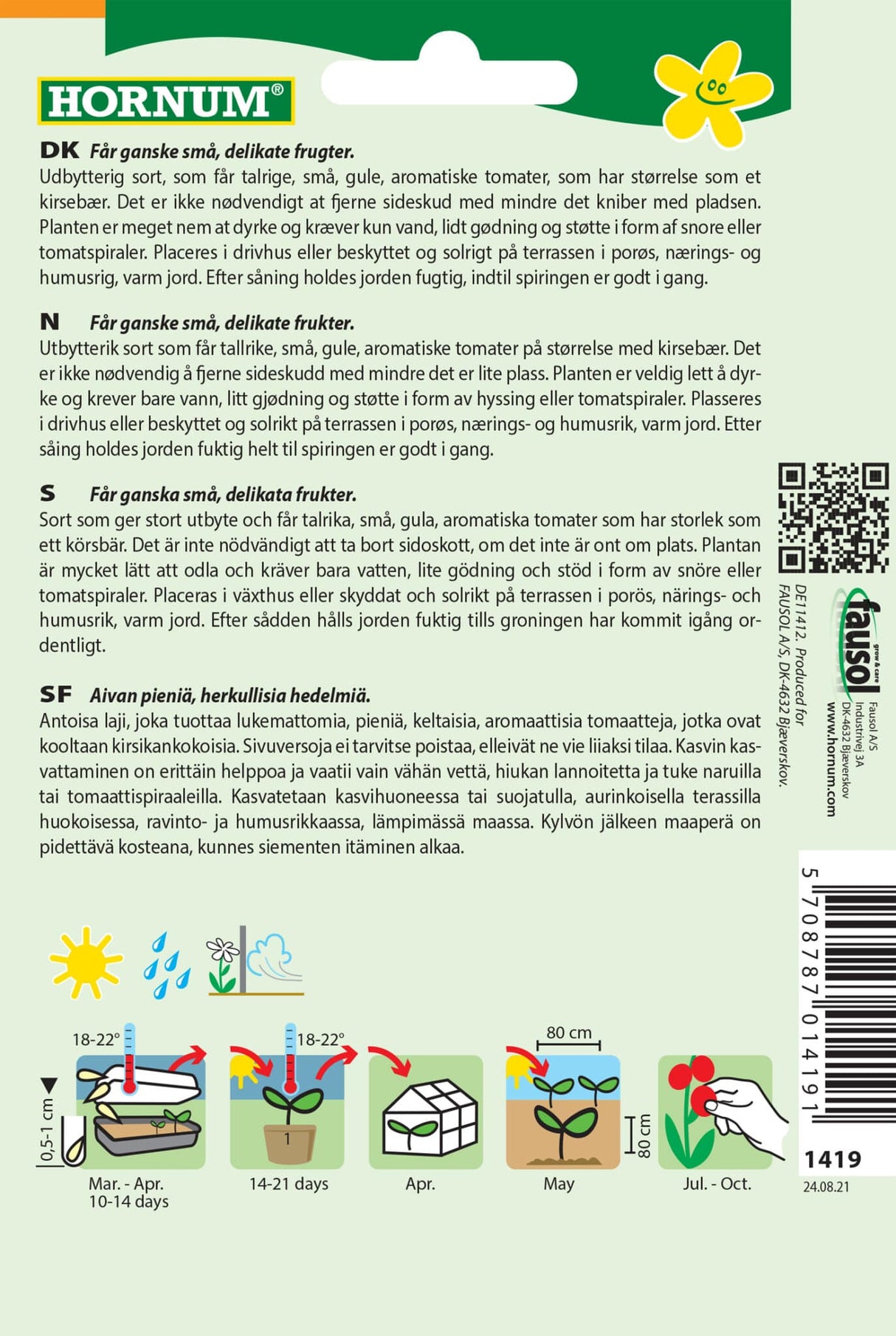 Tomat Ribs Vild Tomat 'Golden Currant' Frø