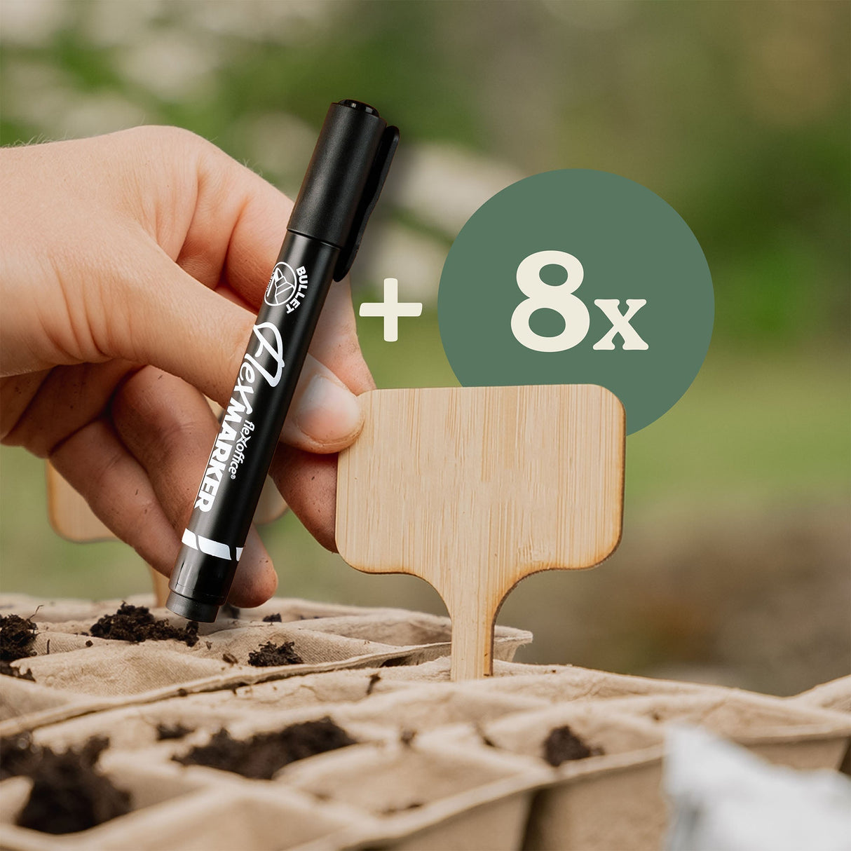 8 stk. bambus planteskilte m/tusch