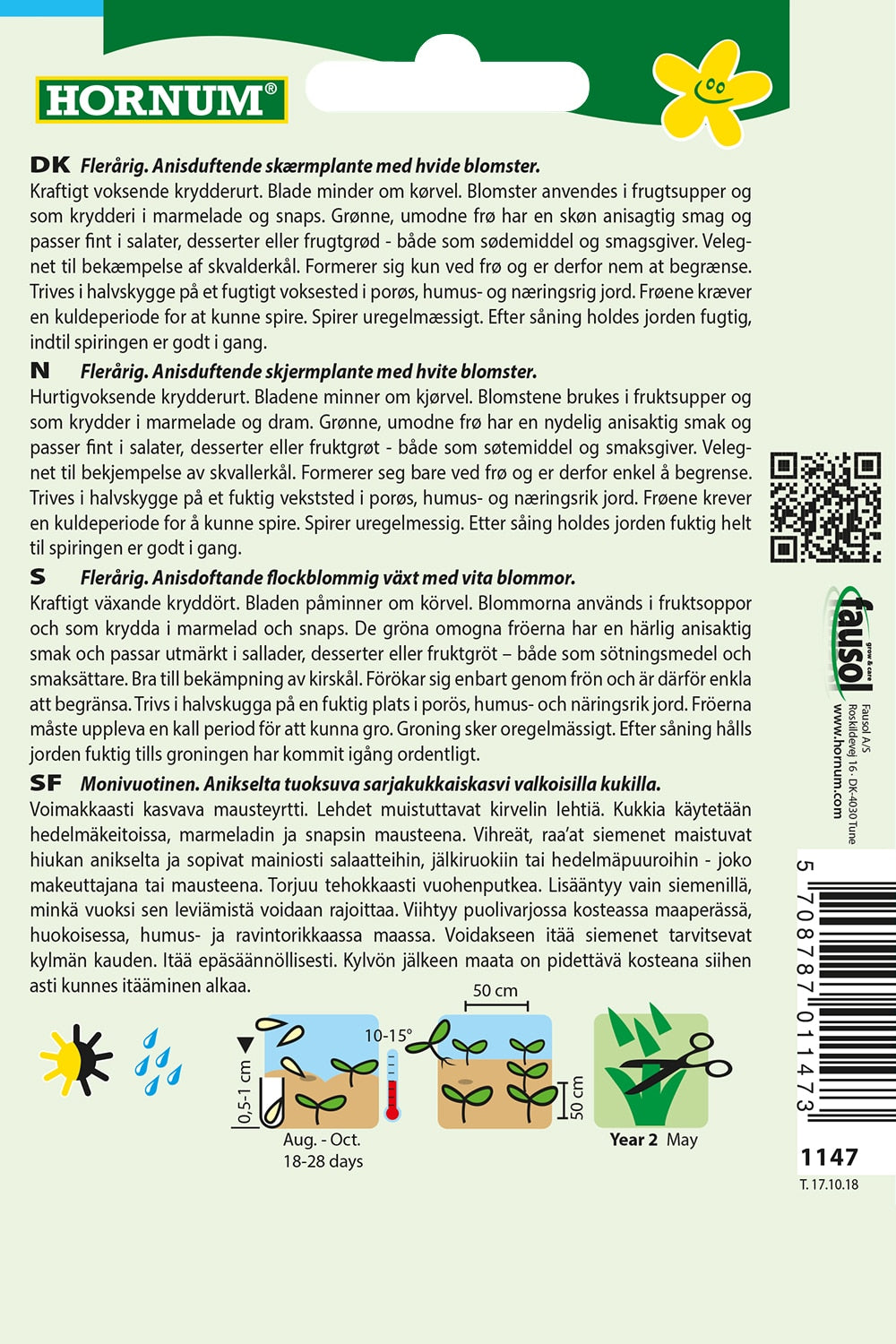 Spansk Kørvel 'Sødskærm' Frø
